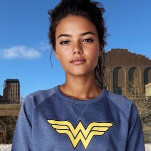 Wonder Woman Custom Denim French Terry Sweatshirt Size 2XL